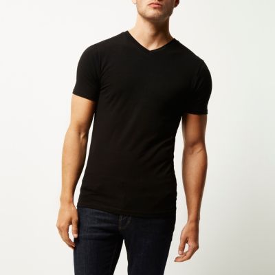 Black V Neck muscle fit t-shirt